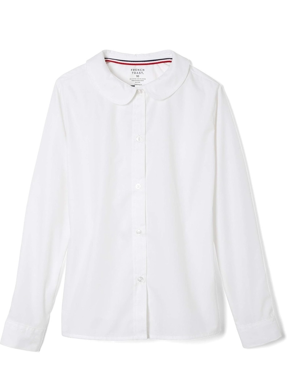 French Toast White Long-Sleeve Peter Pan Collar Button-Down Shirt